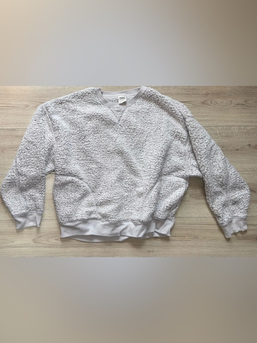 Victoria’s Secret pink grey gray sherpa crewneck sweatshirt crew sweater